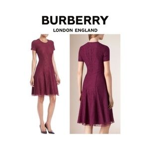 BURBERRY LONDON Purple Lace Pleated Fit & Flare Mini ALine Dress Size 0 VGUC